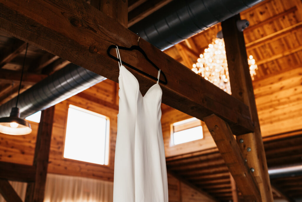 Wedding dress at Meadow Barn at Country Orchards in Sioux Falls South Dakota